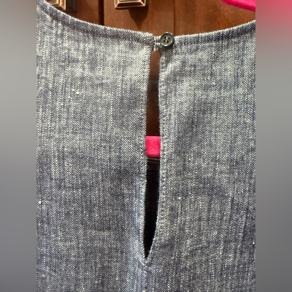 Theory EUC Sz 2 Sleeveless High-Low Hem Mini Dress in Heather Gray Blue (0741) - Picture 7 of 9